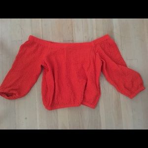 Off the shoulder red top